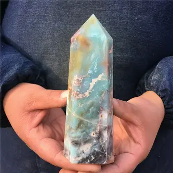Naturale amazonite Obelisc cristal de Cuarț bagheta Punct de Vindecare Reiki 400-500g