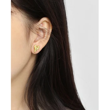 F. I. N. S Coreea Moda Femeie Neregulate S925 Argint Cercei Concav-Convex Texturate Dragoste Inima În Formă De Amendă Lobul Urechii Știfturi