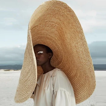 80cm Moda Mare Pălărie de Soare pe Plajă Anti-UV cu Protectie solara Pliabil Paie pălărie de Dantelă-Up cu pălărie de Paie pliabil de plaja gorras